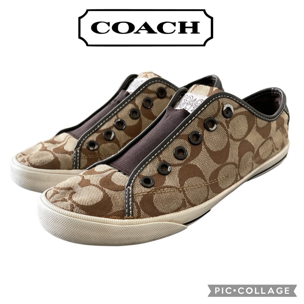 COACH Kira laceless slip on sneakers shoes women size 8 logo print